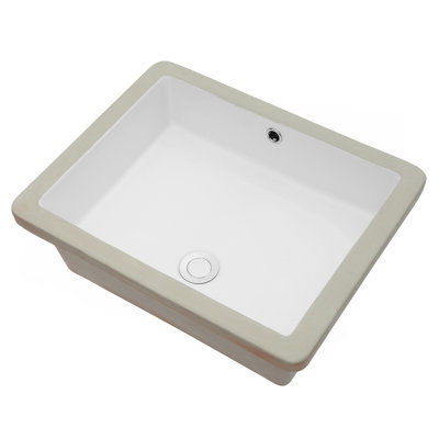 20"x15.5" White Ceramic Rectangular Undermount Bathroom Sink with Overflow