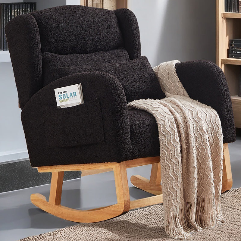 Chaise berçante moderne avec accoudoirs 27,2 po, Noir