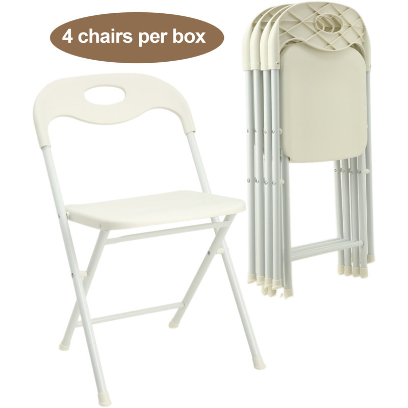 Ensemble de 4 chaises pliantes en acier inoxydable blanc - capacité de 800 lb robuste, empilable et imperméable