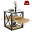 Ensemble de 2 tables de bout modernes avec tiroir - table de chevet pour chambre à coucher et salon, panneau de fibres à densité moyenne en bois naturel et plateau en verre trempé, table d'appoint de style industriel