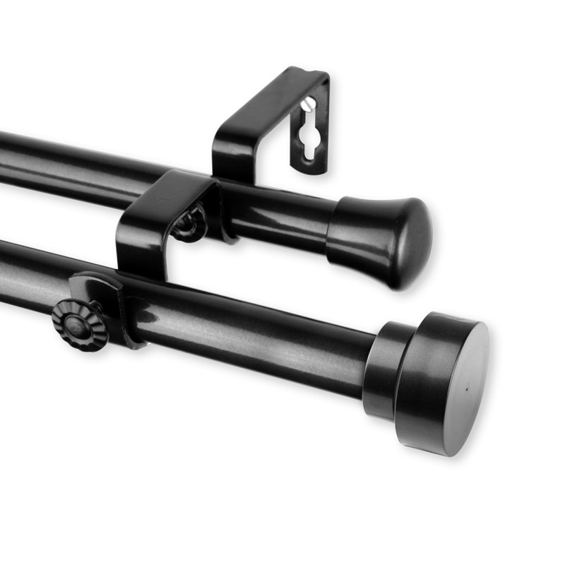 Tringle à rideaux double Embarcadero, Noir, l 66 à 120 po