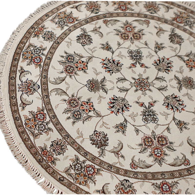 High-Quality Hand-Knotted Ivory Area Rug