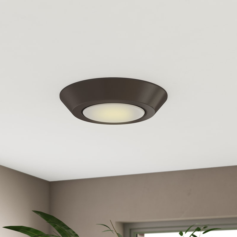 Plafonnier encastré tambour simple Cardona, 1,4" H x 9,84" L x 9,84" D, 3000 K, Bronze Acajou