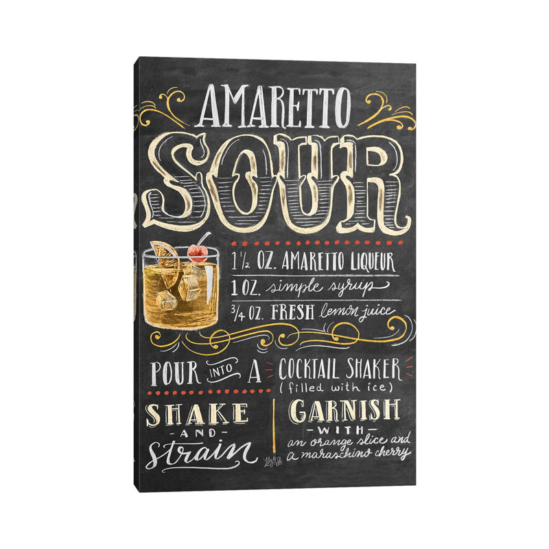 Amaretto Sour Recipe by Lily & Val - Floater Frame Print on Canvas, Wrapped Canvas, 20.32 cm H x 30.48 cm W