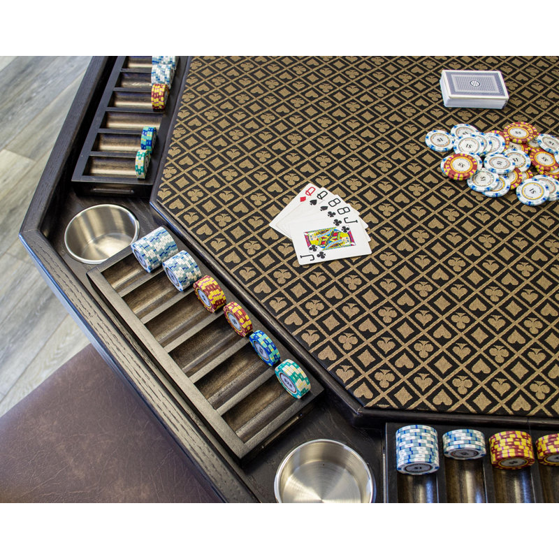 Mocha Oak 48'' Octagonal Poker Table with Cup Holders