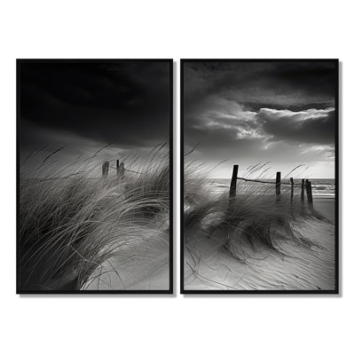 Black And White Beach Scenery I - Coastal Coastal Beach Wall Art