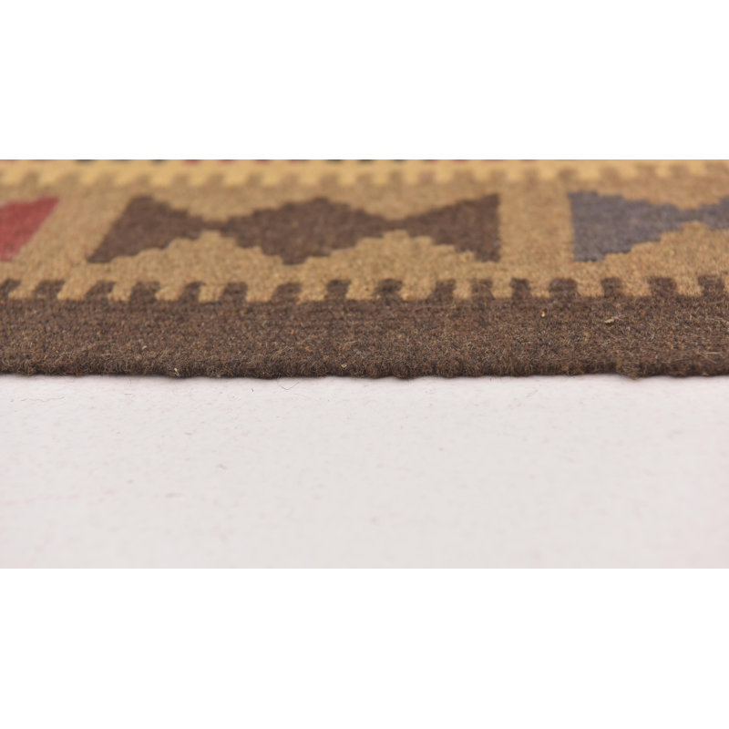Tapis de la surface en laine de couloir 2 pi x 6 pi 4 po one-of-kind noué la brown Wabbaseka