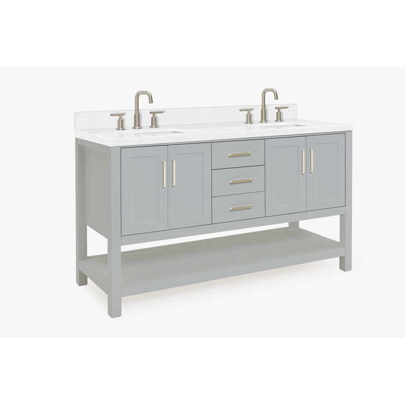 ARIEL Moille 60 Double Sink Bathroom Vanity with Top, Gray