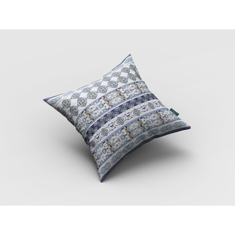 Navy and Teal Floral Faux Suede Throw Pillow 16x16