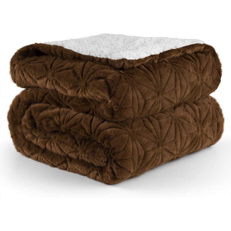 Quilted Heated Throw Blanket, Brown