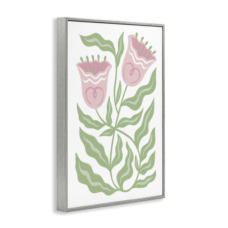 Giclée encadrée de tulipes roses jumelles, design par Martina Pavlova, H 18 po x l 12 po, Estampe numérique Farmhouse