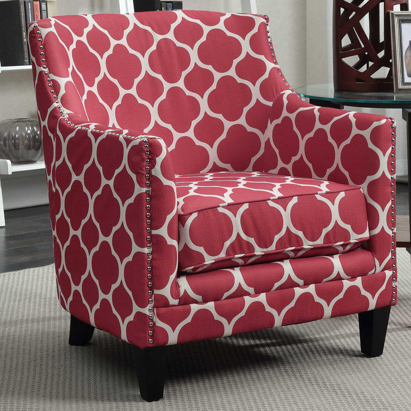 Galsworthy Upholstered Armchair, Patio Red Geometric