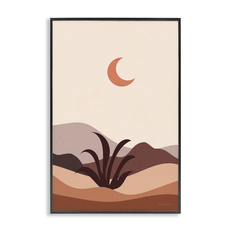 Lune au-dessus d'une scène de désert, estampe numérique par Omar Escalante, H 30 po x l 20 po, Giclée encadrée noir minuit