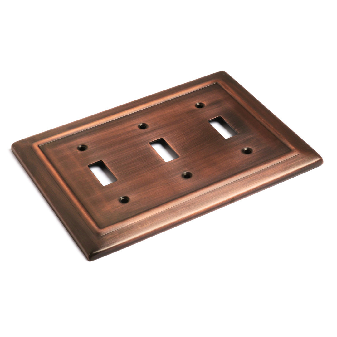 Architectural 3 - Gang Toggle Light Switch Standard Wall Plate Monarch Abode 