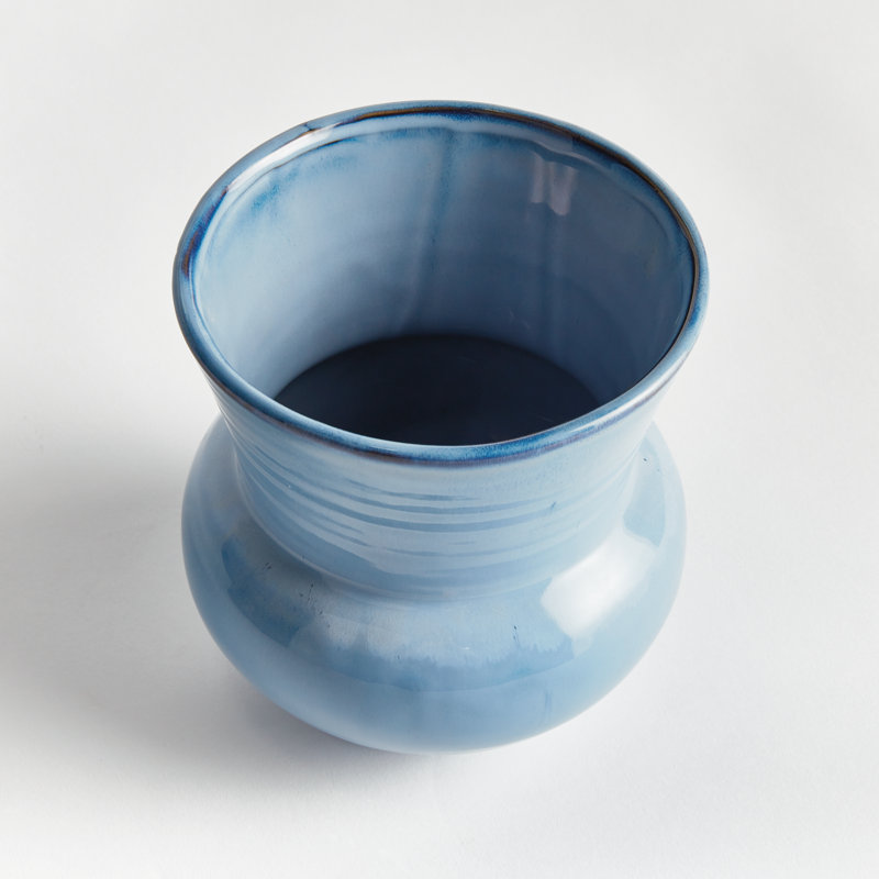 Delaney Stoneware Planter, Blue, 5.5" H x 5.5" W x 5.5" D