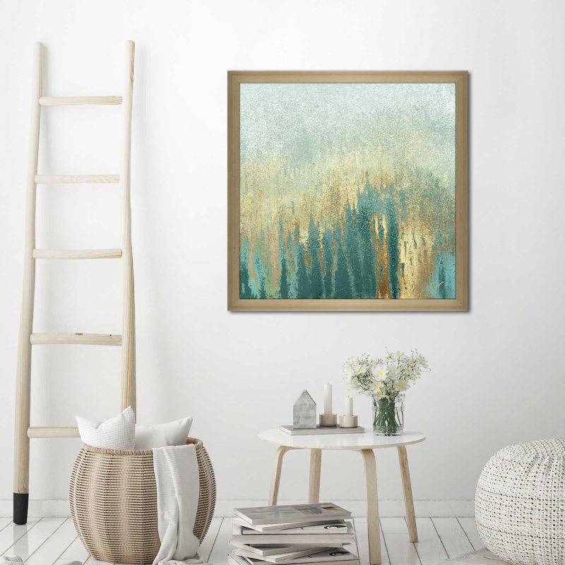 «Teal Golden Woods» par Roberto Gonzalez - reproduction de cadre photo, H 51,5 po x l 35,5 po x P 0,75 po