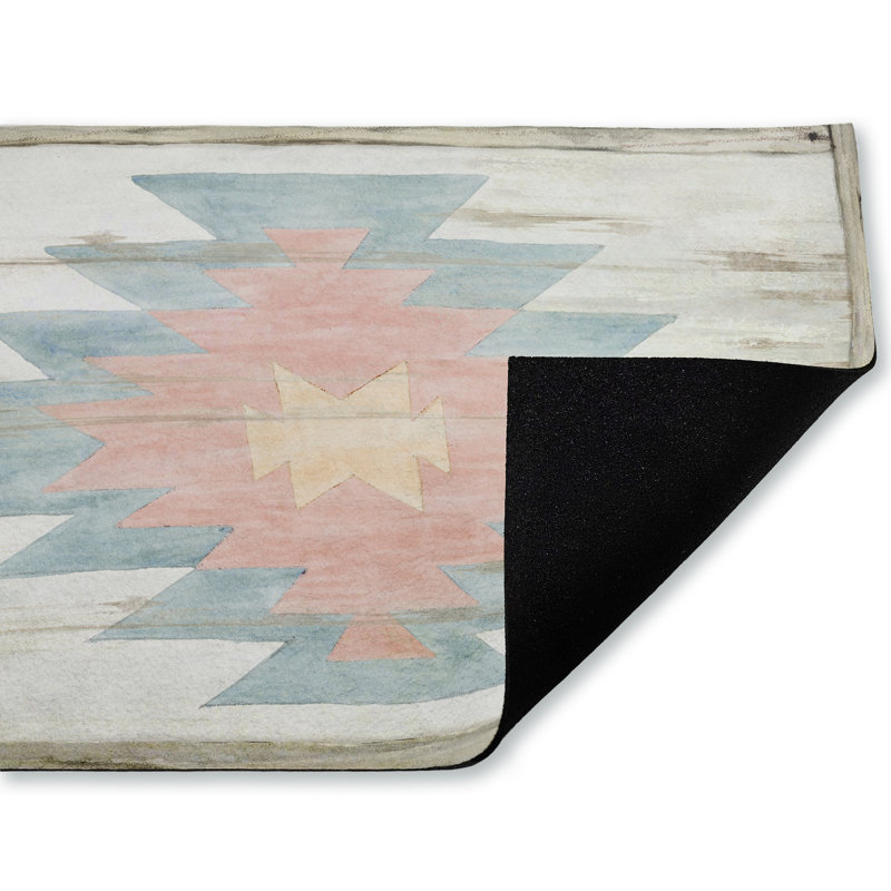 Tapis de porte rose à motif imprimé Navajo, par Susan Winget, 18 po x 30 po