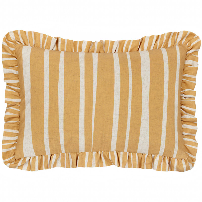 Carmon Stripe Striped Rectangular Cushion, Yellow