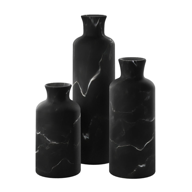 Vase de table en marbre, Noir mat