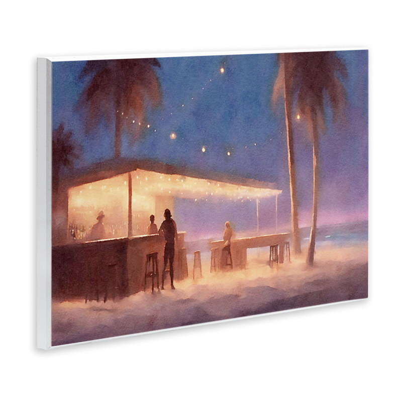 Evening Beach Bar Wall Plaque Art by Noah Bay, 10" H x 15" W