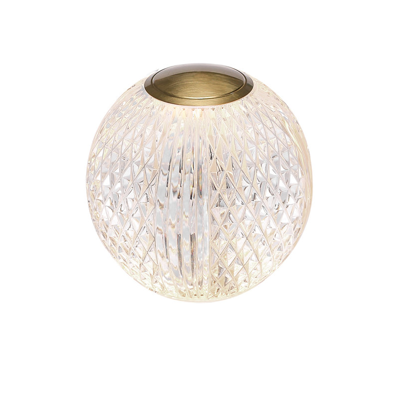 Marni LED Table Lamp, Natural Brass, Clear/Natural Brass, 5" H x 4.38" W x 4.38" D