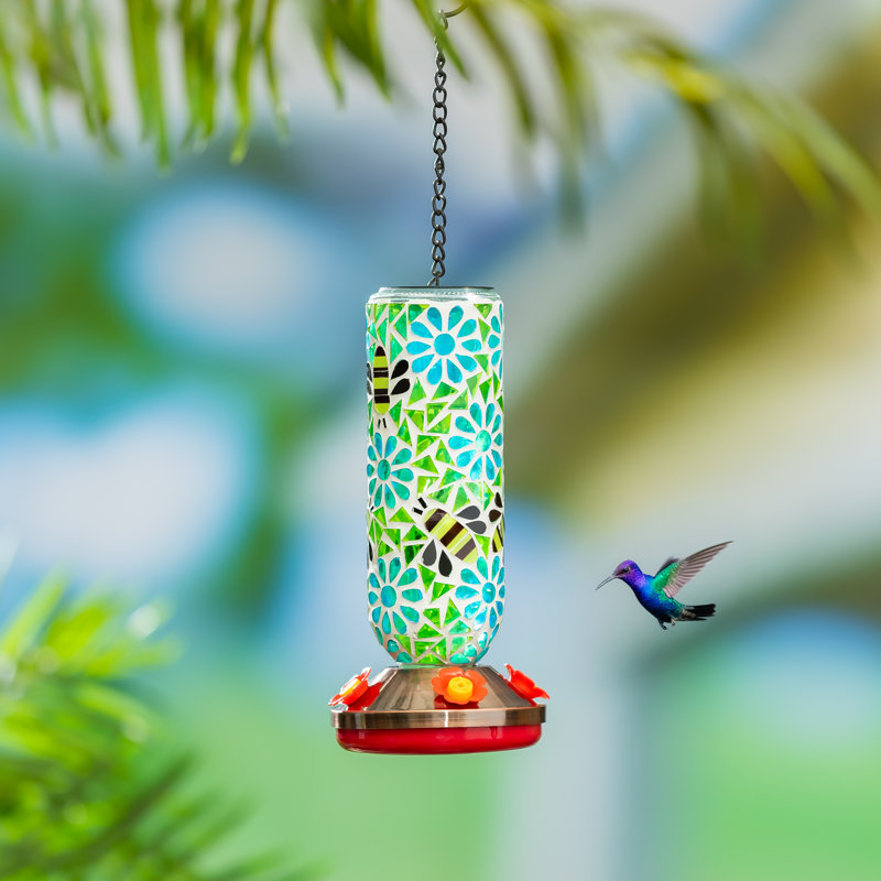 Mosaic Glass Hanging Hummingbird Feeder