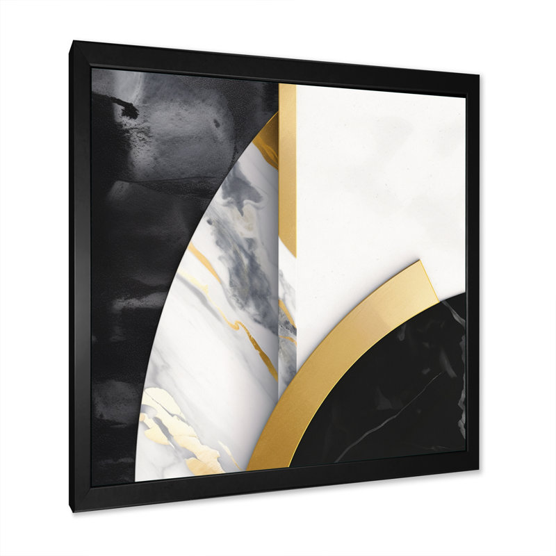 Formes de peinture de marbre - Marbre abstrait, impressions d'art mural, Cadre photo noir, H 16 po x l 16 po x P 1 po