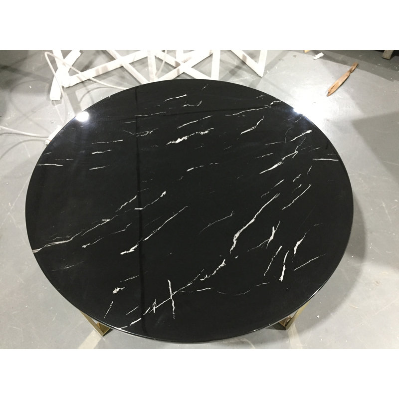 Rosi Base Coffee Table With Marble Top, Black, Silver