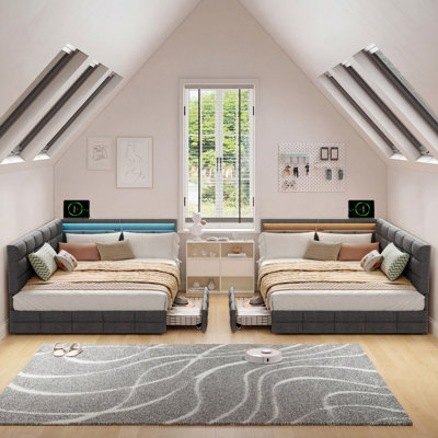 Upholstered Daybed with 2 Storage Drawers