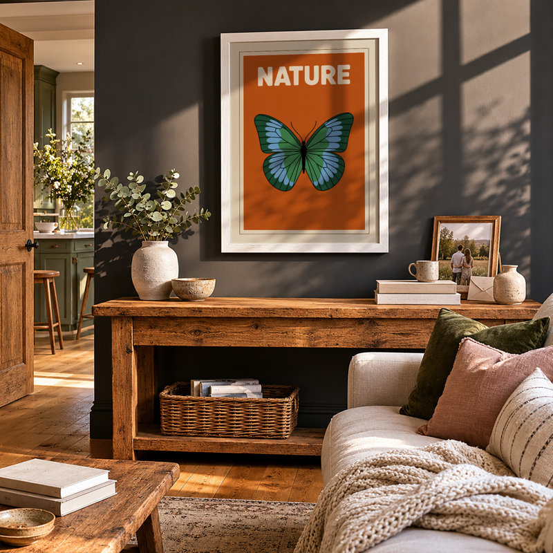 Nature Butterfly Minimalist - Print, A3 - 42.0 x 29.7 cm, White