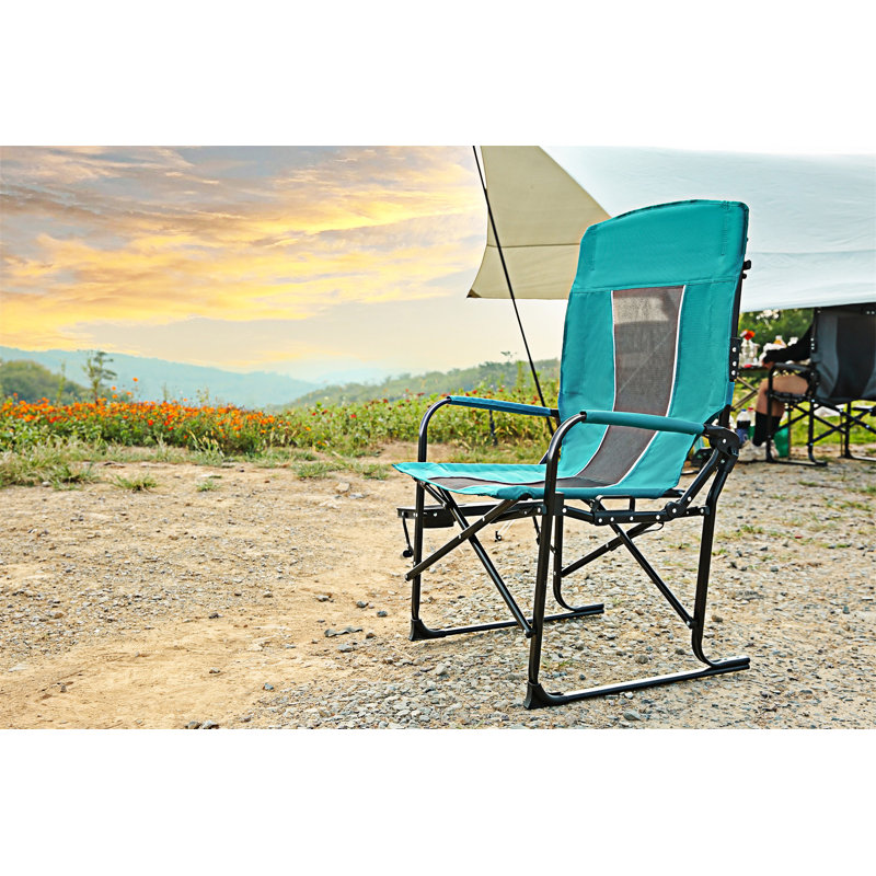 Camping Directors Chair Portable Folding Chair with Side Table, Blue