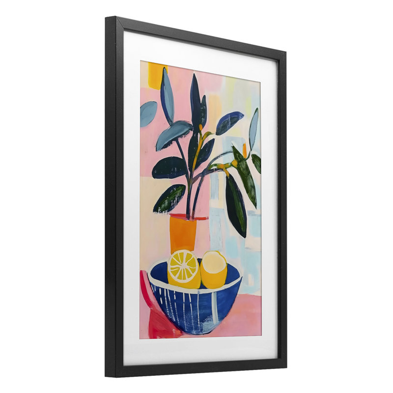 Cadre de table Lemon Bowl, reproduction encadrée sous verre, design Creative Studio, H 20 po x l 14 po, Cadre noir minuit