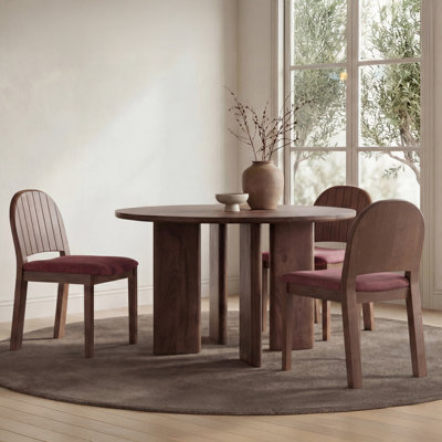 Table de salle à manger ronde Lia brun foncé