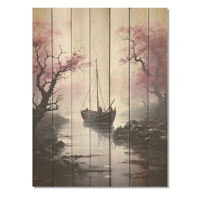 Mystic Pirate Boat Voyage II - Bateau côtier sur bois, H 20 po x l 10 po