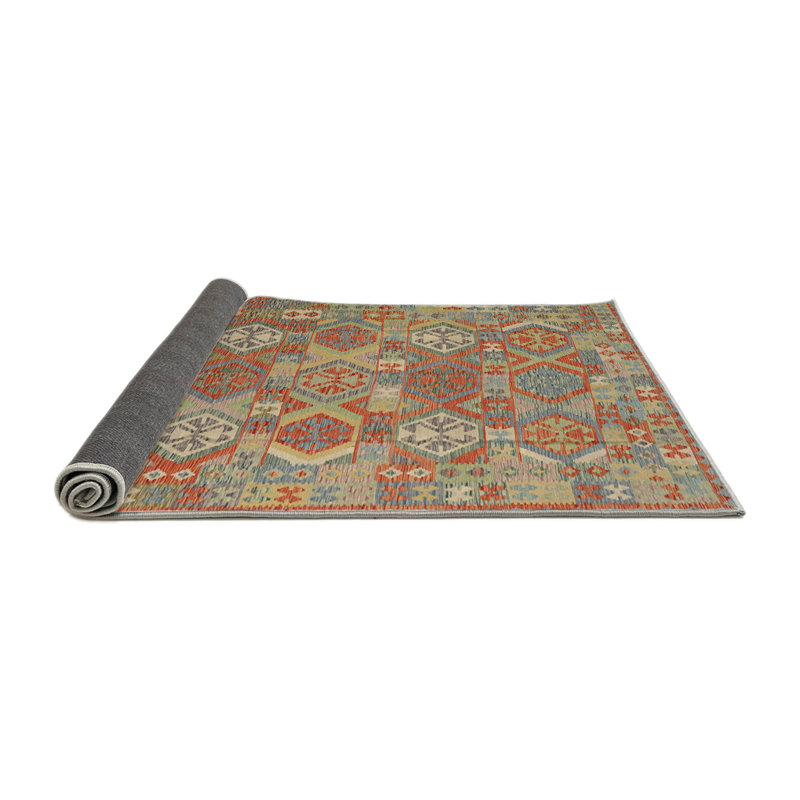 Tapis orange/vert mer contemporaine Elinna, Rond 6 pi x 6 pi