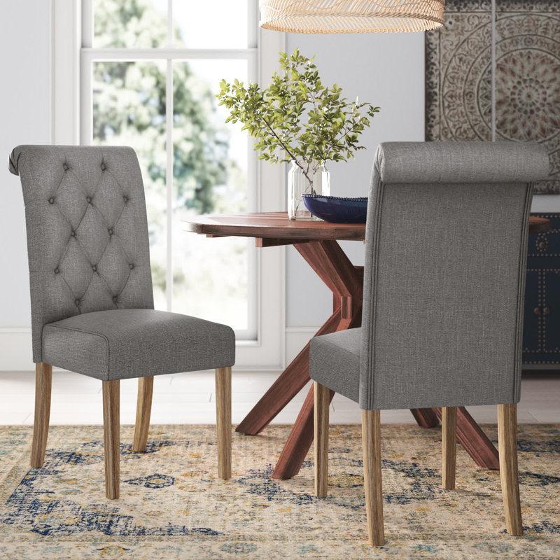 Chaise Parson rembourrée et capitonnée Charlotte, Brun