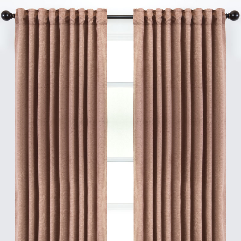 Silex Luxurious Solid Color Room Darkening Curtain Panels, Beige, 52" x 96"