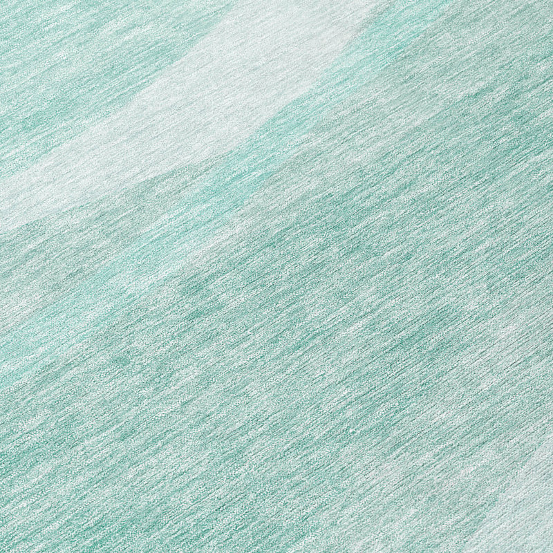 Aqua Synthetic Rectangular Machine Washable Rug 46" x 30"