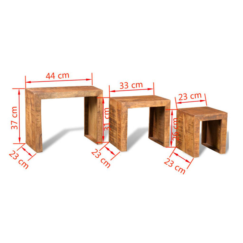 Solid Wood Sled Nesting Tables