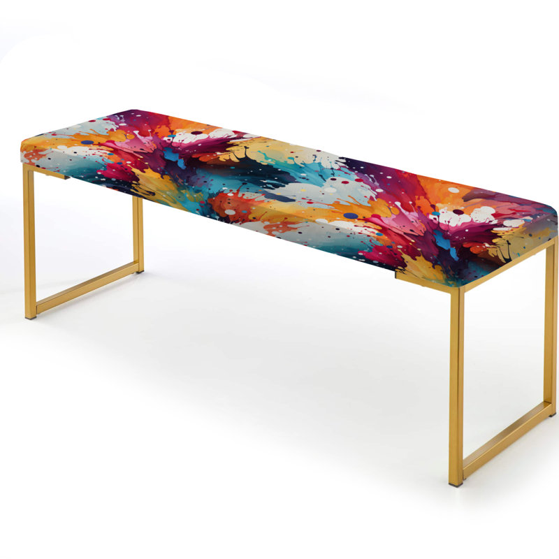 Multicolore peinture éclaboussures tourbillon harmonie - banc tapissier abstrait doré