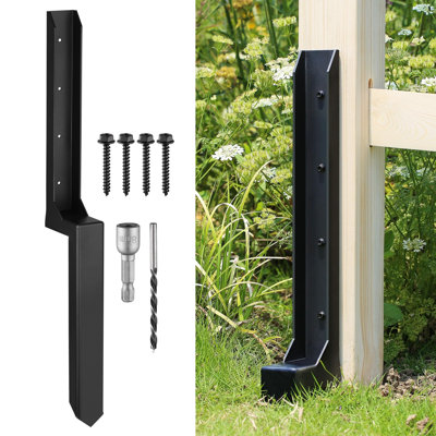 Fence Post Repair Kit, Heavy Duty One-Piece Steel Anchor & Stakes for Repair Broken Tilted Leaning Wood Posts, Rust-Proof Easy Installation, Upgraded 11-Gauge Thickness (1 Pack)