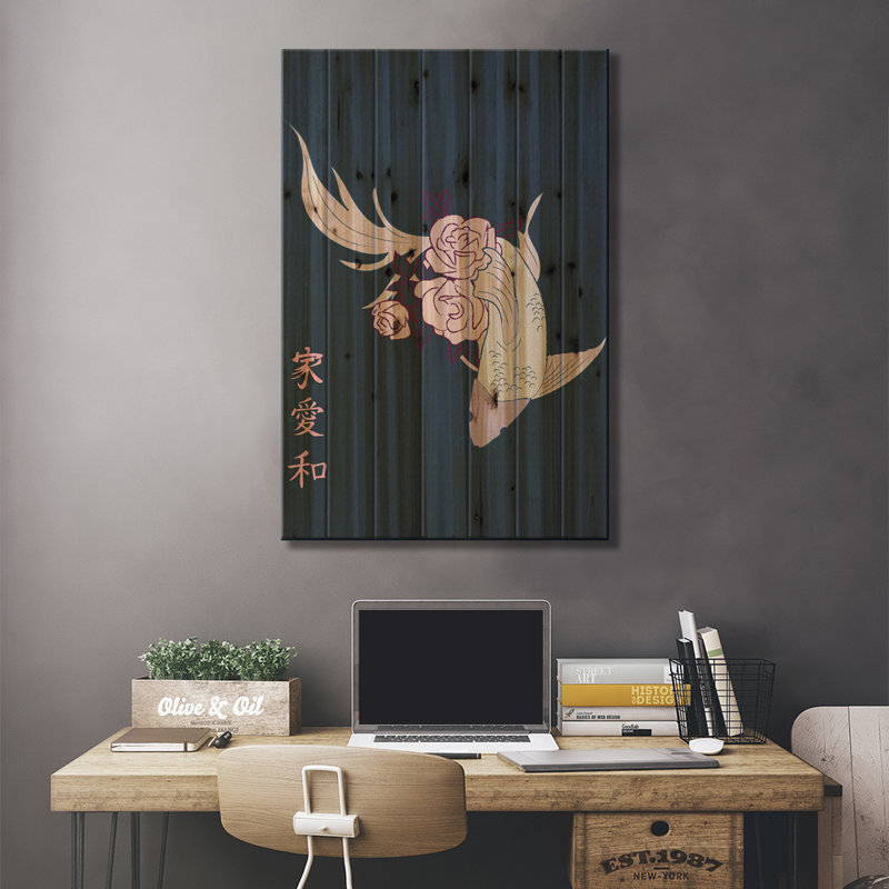 Dessin de style japonais, H 40 po x l 26 po x P 1,5 po