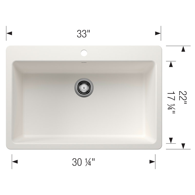 Liven SILGRANIT 33" L x 22" W Drop-In/Undermount Kitchen Sink, White