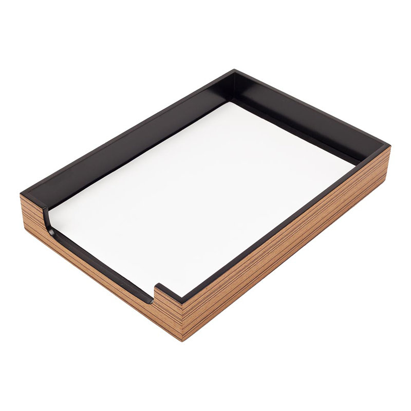 Michihisa Leather / Faux Leather Desk Organiser Set, Black