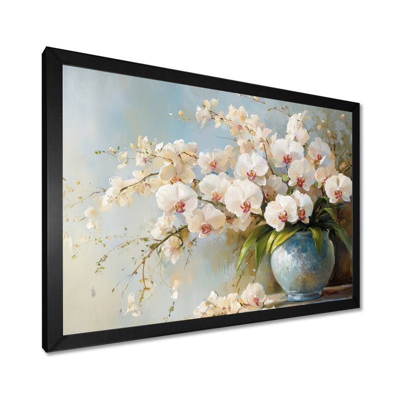 Or doré harmonie fleurs I - art mural orchidée, Reproduction encadrée d'une seule photo, Noir, noir, noir, noir