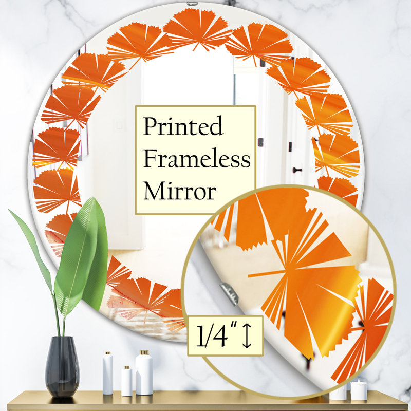 Miroir mural moderne sans cadre agate leaves in wave pattern, 31,5 po x 31,5 po