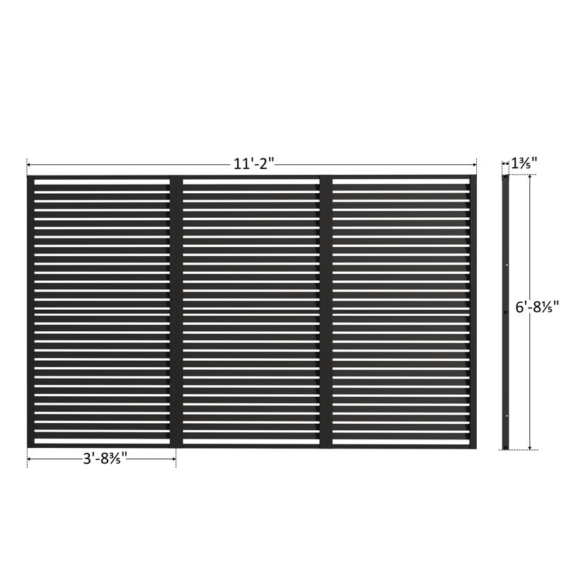 Aurora 12 pi. Panneau mural d'intimité universel pour pergola à persiennes, accessoires en acier galvanisé, écrans de pergola modulaires à installation facile