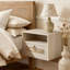 Table de chevet flottante avec tiroir, table de chevet murale en rotin et en bois, table de bout de style maison de campagne de style boho avec tablette pour la chambre à coucher