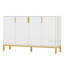 Buffet 59,74 "de luxe blanc et or avec rangement et portes géométriques-522827773