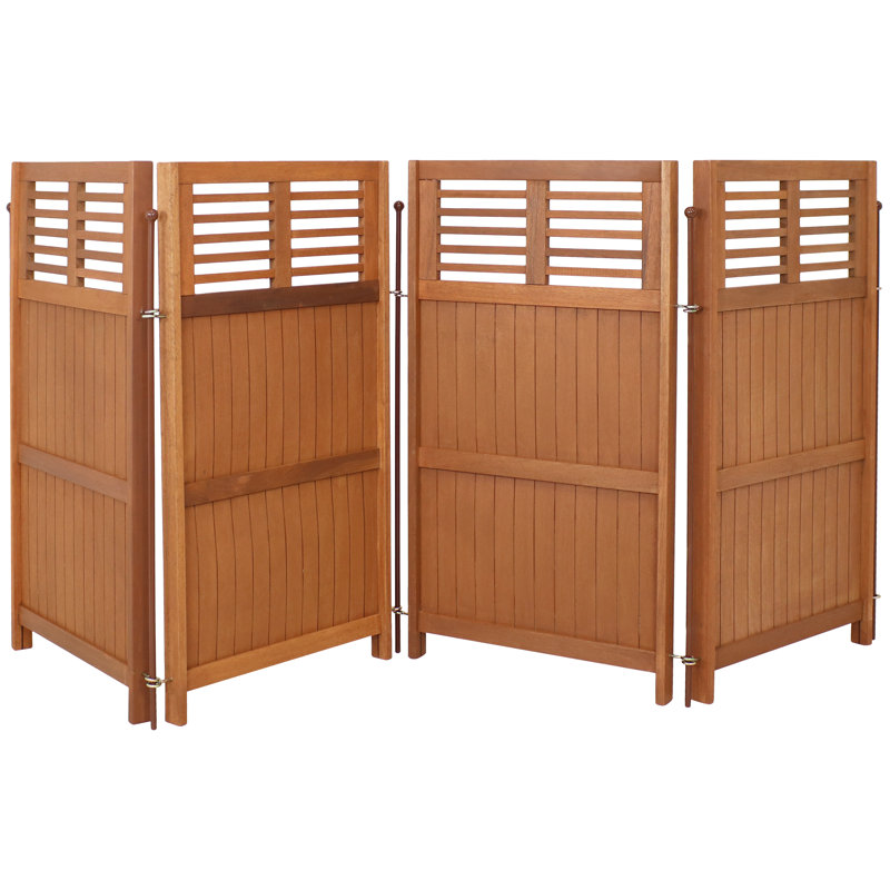 4 ft x 9 ft Brown Wood Folding Outdoor Privacy Screen